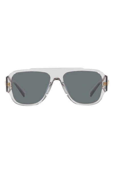 Versace 57mm Pillow Sunglasses In Transparent Grey