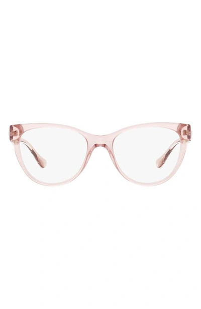 Versace 53mm Cat Eye Optical Glasses In Trans Pink