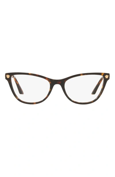 Versace 54mm Cat Eye Optical Glasses In Havana