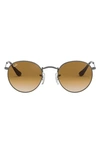 Ray Ban 50mm Small Gradient Round Sunglasses In Gunmetal