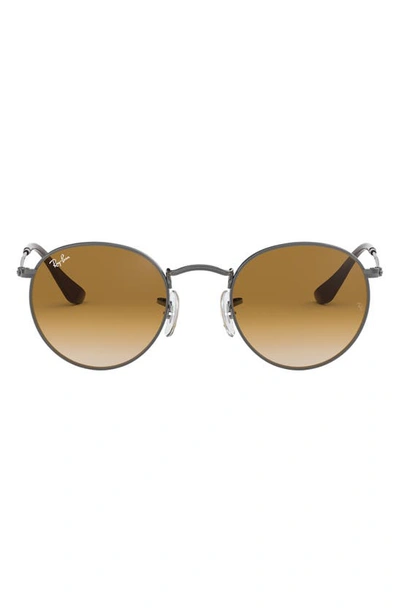 Ray Ban 50mm Small Gradient Round Sunglasses In Gunmetal