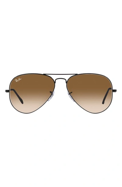 Ray Ban Small Original 55mm Aviator Sunglasses In Black