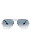 Ray Ban Small Original 55mm Aviator Sunglasses In Silver Blue