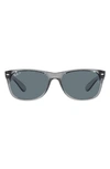 Ray Ban Unisex New Wayfarer Classic 55 Polarized Low Bridge Fit Sunglasses, Rb2132f55-p In Transparent Grey