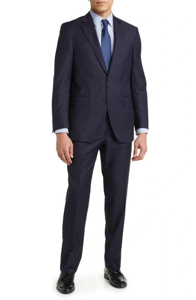 Peter Millar Tailored Fit Plaid Wool Suit In Navy