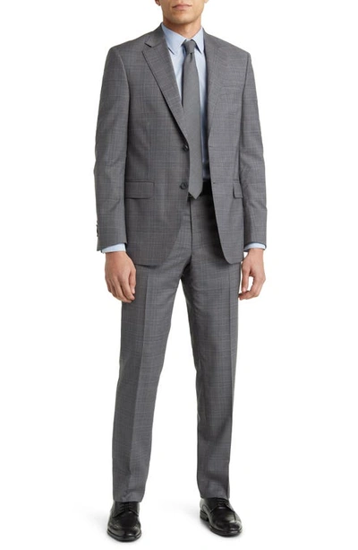 Peter Millar Tailored Fit Plaid Wool Suit In Grey