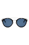 Dior Blacksuit R7u 20b0 Dm40111u 52v Round Sunglasses In Dark Havana / Blue