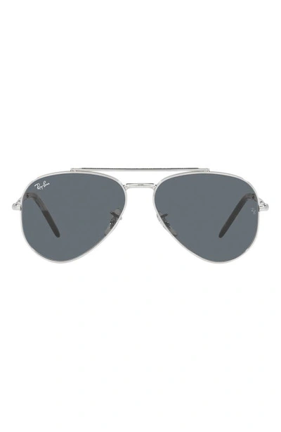 Ray Ban New Aviator 58mm Pilot Sunglasses In Silver