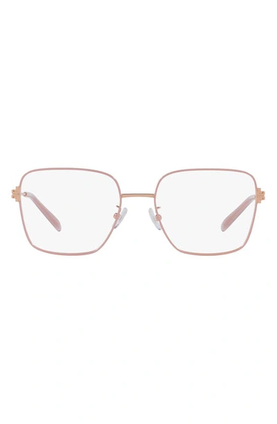 Tory Burch 54mm Square Optical Glasses In Rose Gold