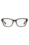 Tory Burch 52mm Rectangular Optical Glasses In Dark Tort