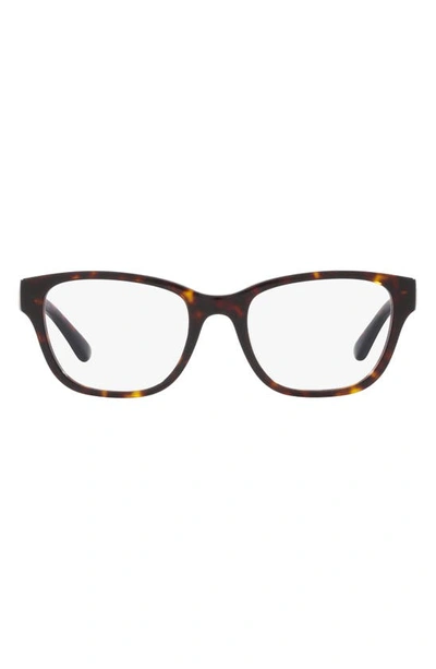 Tory Burch 52mm Rectangular Optical Glasses In Dark Tort