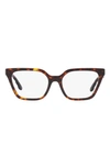 Tory Burch 53mm Rectangular Optical Glasses In Dark Tort