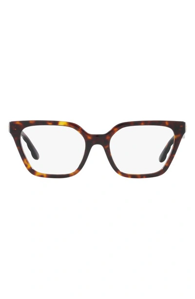 Tory Burch 53mm Rectangular Optical Glasses In Dark Tort