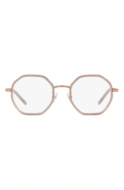 Tory Burch 51mm Hexagonal Optical Glasses In Blush
