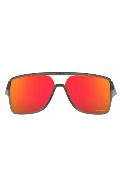Oakley Castel 63mm Prizm™ Oversize Rectangular Sunglasses In Smoke