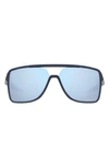 Oakley Castel 63mm Prizm™ Polarized Oversize Rectangular Sunglasses In Trans Blue