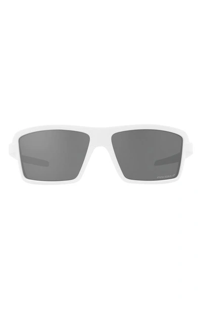 Oakley Cables 63mm Prizm™ Polarized Oversize Rectangular Sunglasses In White