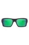 Oakley Turbine 65mm Polarized Oversize Rectangular Sunglasses In Matte Black