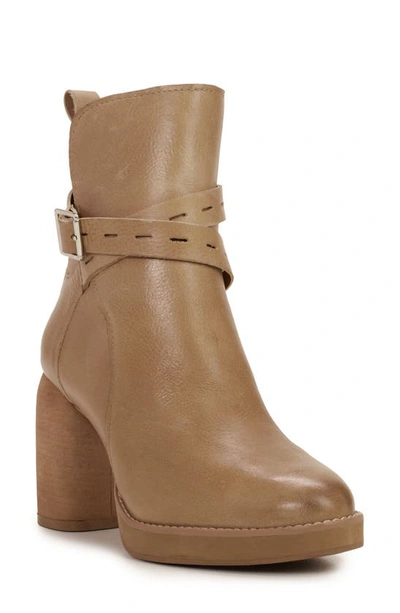 Lucky Brand Natesa Block Heel Bootie In Latte Leather