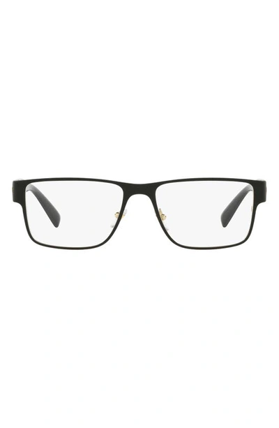 Versace 55mm Rectangular Optical Glasses In Black Gold