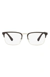 Prada Heritage 56mm Square Optical Glasses In Matte Pale Gold