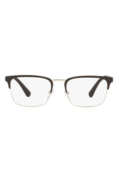 Prada Heritage 56mm Square Optical Glasses In Matte Pale Gold