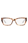 Prada 54mm Rectangular Optical Glasses In Brown Tort