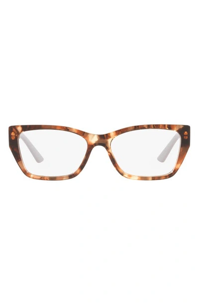 Prada 54mm Rectangular Optical Glasses In Brown Tort