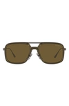 Prada 55mm Polarized Square Sunglasses In Dark Brown