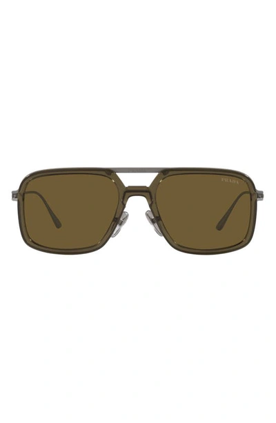 Prada 55mm Polarized Square Sunglasses In Dark Brown