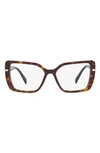 Prada 53mm Square Optical Glasses In Tortoise