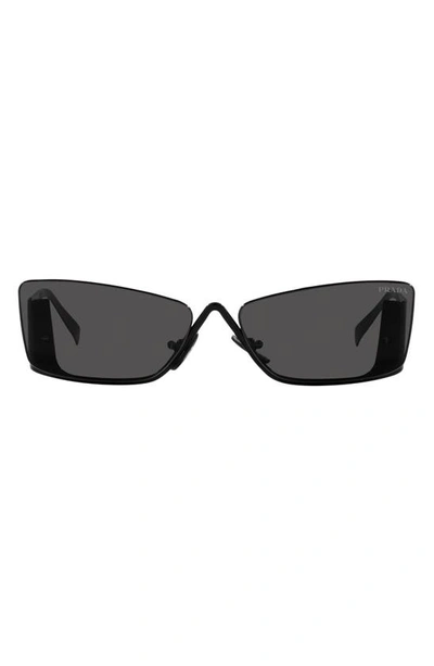 Prada 57mm Rectangular Sunglasses In Black
