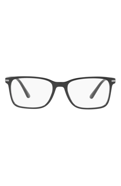 Prada 56mm Rectangular Optical Glasses In Black