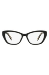 Prada 52mm Cat Eye Optical Glasses In Black
