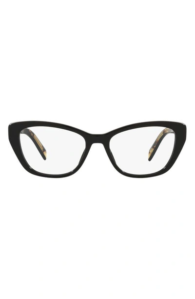 Prada 52mm Cat Eye Optical Glasses In Black