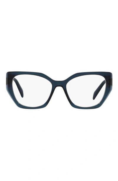 Prada 54mm Square Optical Glasses In Blue Crystal