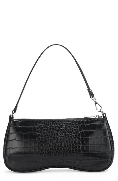 Jw Pei Eva Croc Embossed Faux Leather Convertible Shoulder Bag In Black Croc
