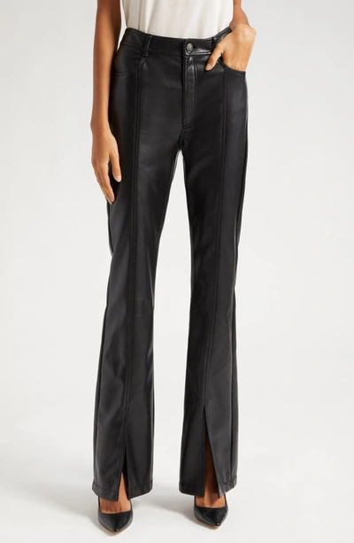 Cinq À Sept Shanis Vegan Leather Slit Bootcut Pants In Black