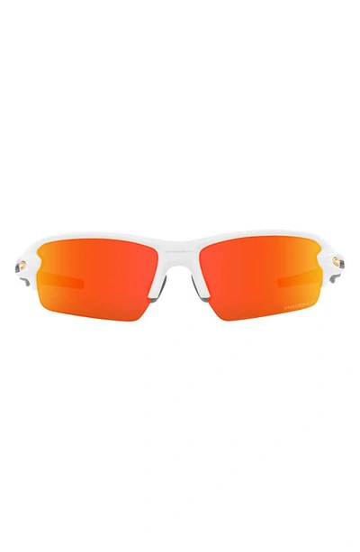 Oakley Flak 2.0 61mm Prizm™ Polarized Rectangular Sunglasses In White