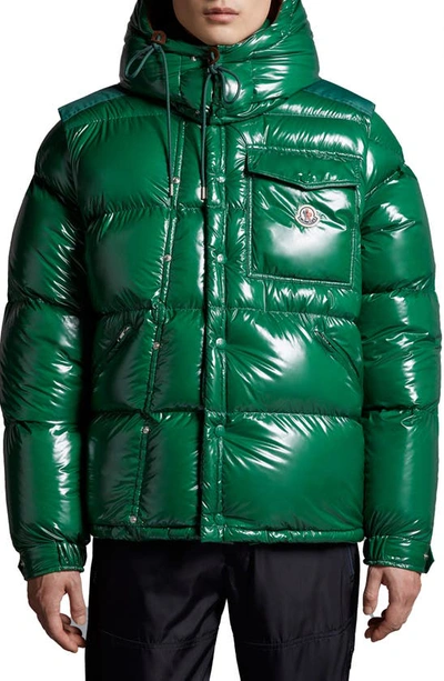 Moncler Karakorum Brand-embroidered Padded Regular-fit Shell-down Jacket In Green