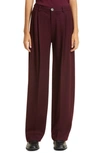 Vince Wool Pleated-front Straight-leg Pants In Red