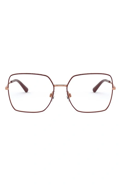 Dolce & Gabbana 54mm Square Optical Glasses In Gold Red
