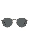 Ray Ban Icons 50mm Round Metal Sunglasses In Antique Gunmetal