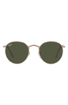 Ray Ban Icons 50mm Round Metal Sunglasses In Rose Gold