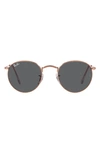 Ray Ban Icons 50mm Round Metal Sunglasses In Dark Grey