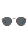 Ray Ban Icons 50mm Round Metal Sunglasses In Blue