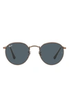 Ray Ban Icons 50mm Round Metal Sunglasses In Antique Copper