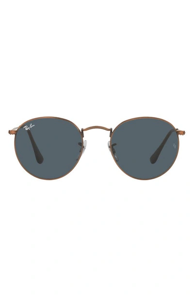 Ray Ban Icons 50mm Round Metal Sunglasses In Antique Copper