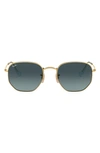 Ray Ban 54mm Gradient Hexagonal Sunglasses In Blue Grey