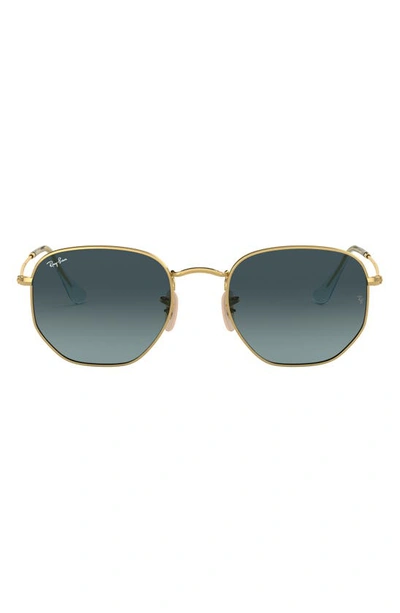 Ray Ban 54mm Gradient Hexagonal Sunglasses In Blue Grey